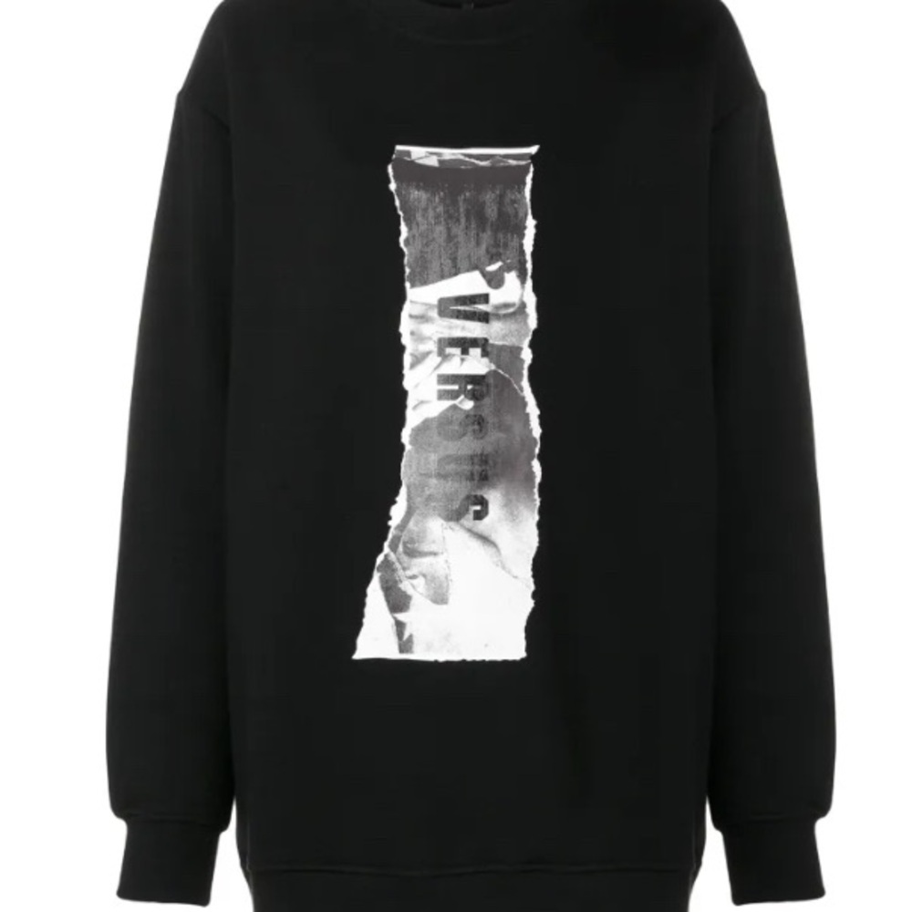 Versus Versace Black Sweatshirt with newspaper Graphic